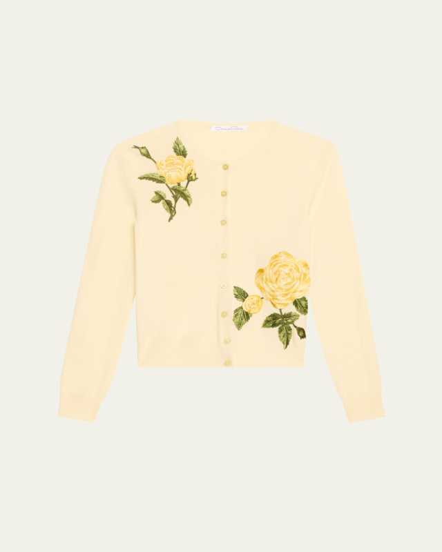 Rose Embroidered Wool Cardigan